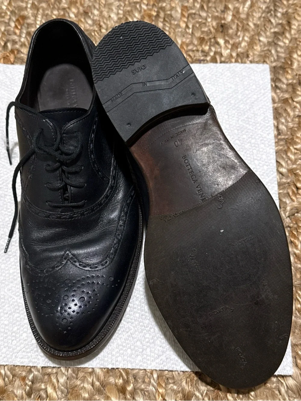 Bottega Veneta Black Leather Brogue Oxfords
